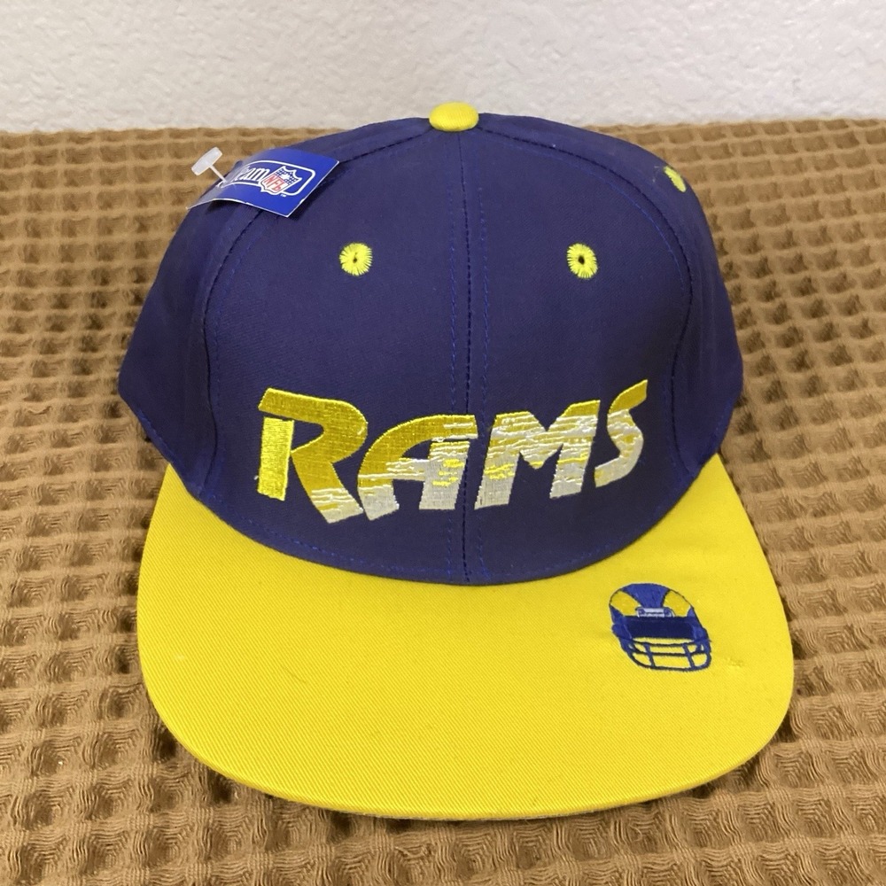 Vintage Annco Team NFL Los Angeles Rams Snapback Hat Blue Yellow 90s Deadstock
